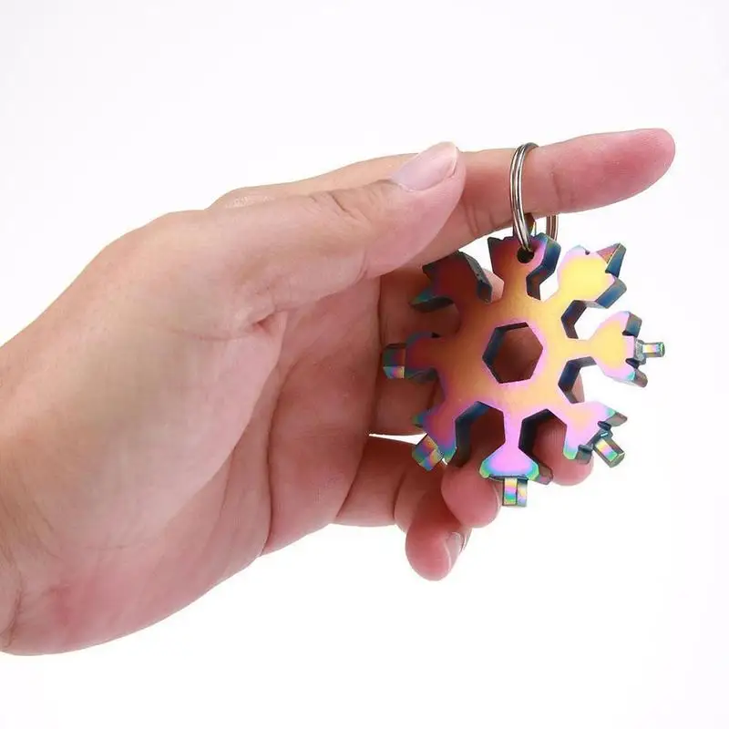 

18 in 1 snowflake multi pocket tool keyring key ring spanner hex wrench multifunction multipurpose camp survive outdoor hike