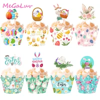 32pcs easter bunny egg flower color cake cup baking diy cake decorating board easter party decorating cake decorating tools