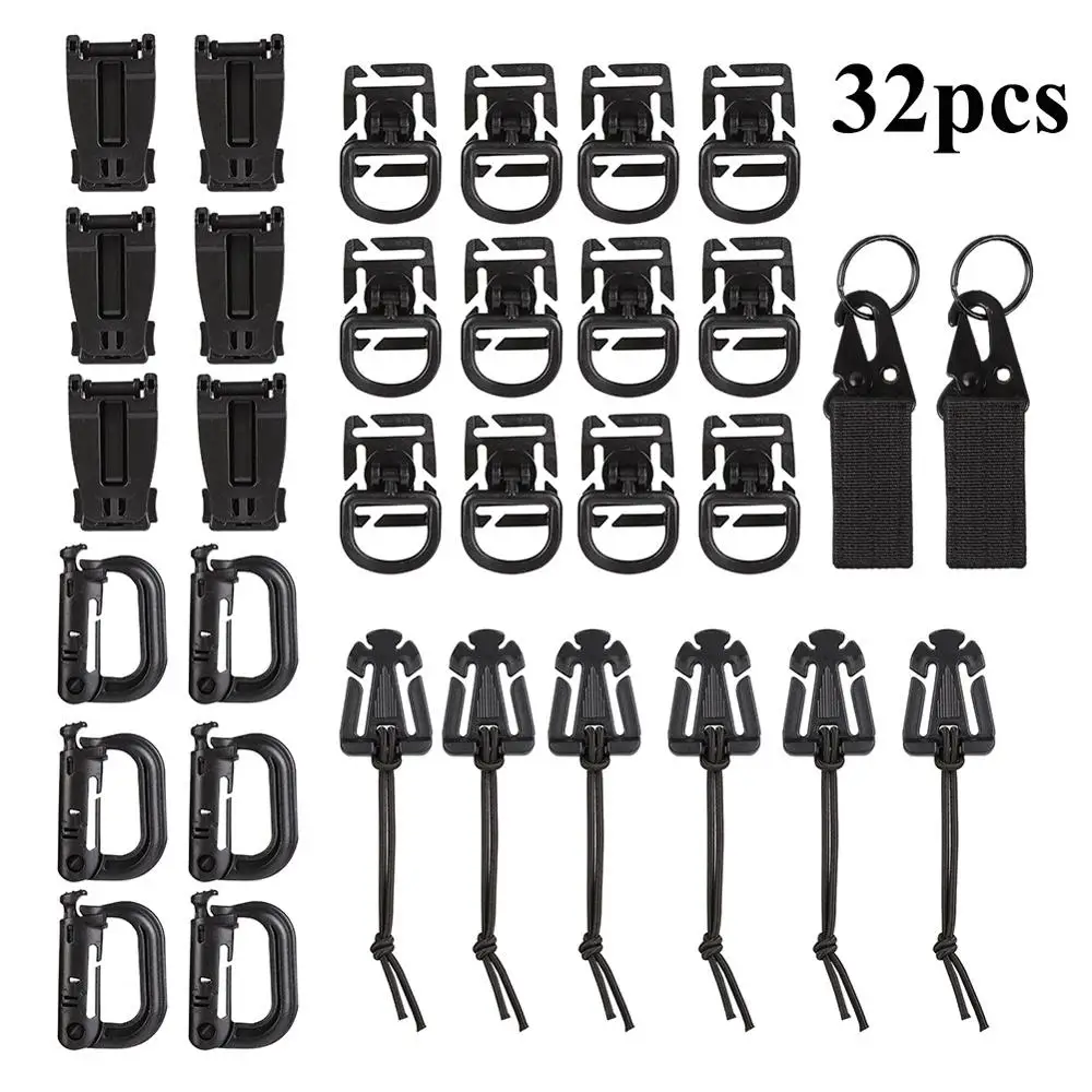 

22/32/42pcs Tactical Molle Backpack Buckle EDC Tool Attachment Locking Carabiners for Hunting