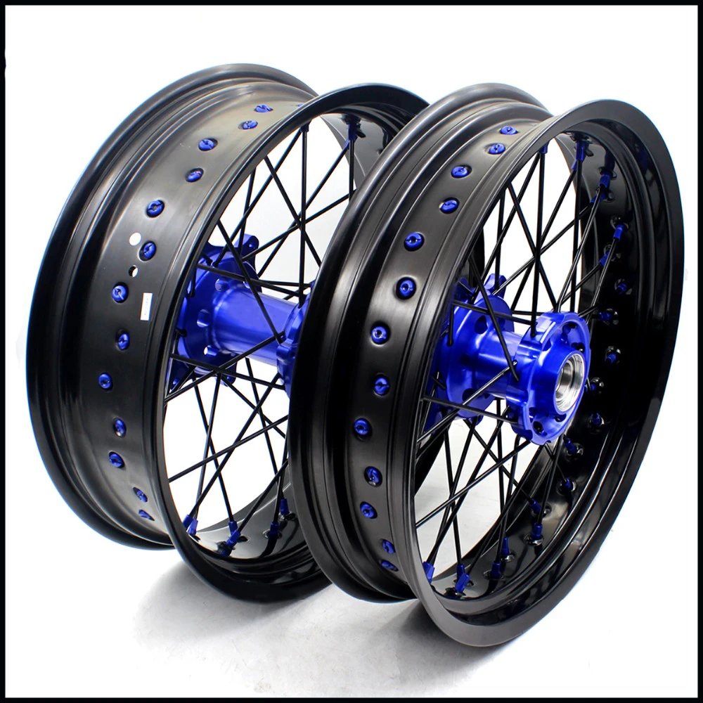 3 5/5 0 * 17IN. Колеса Supermoto диски набор для HUSABERG FE FC 125 250 350 450 501 2004 2014 синий ниппель