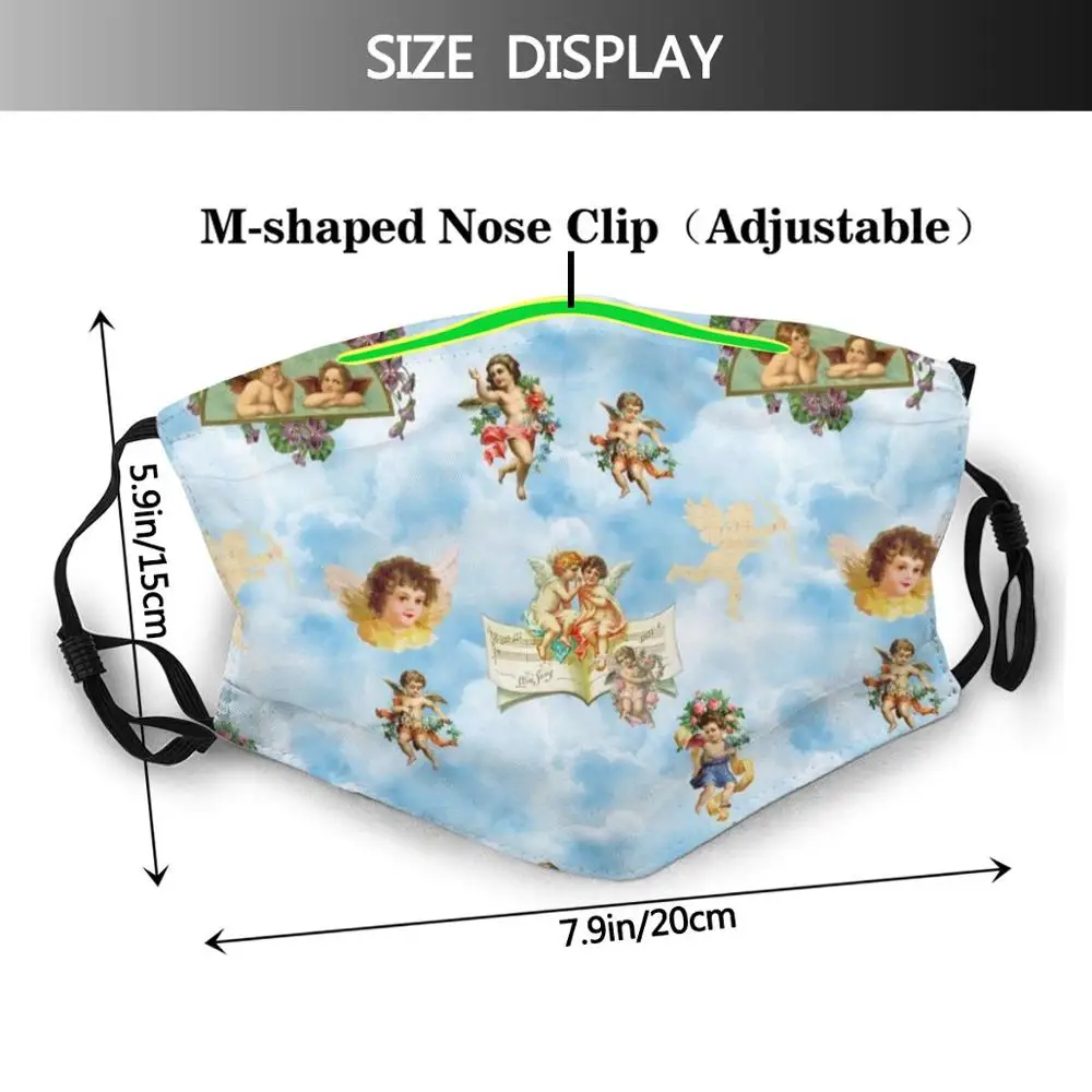 Clouds Angel Cherubs Funny Print Reusable Pm2.5 Filter Face Mask Angelic Celestial Heaven Heavenly | Аксессуары для одежды