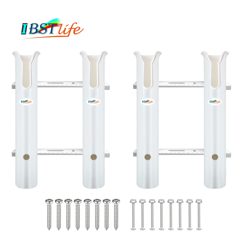 

2PCS White plastic 2 Tubes Link fishing rod holders socket racks for boat marine fishing box kayak boat yacht