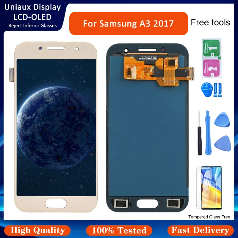 

ЖК-дисплей 4,7 ''для Samsung Galaxy A3 2017, ЖК-дисплей с сенсорным экраном и дигитайзером в сборе для Samsung A320, A320F, A320Y, A320M, ЖК-дисплей