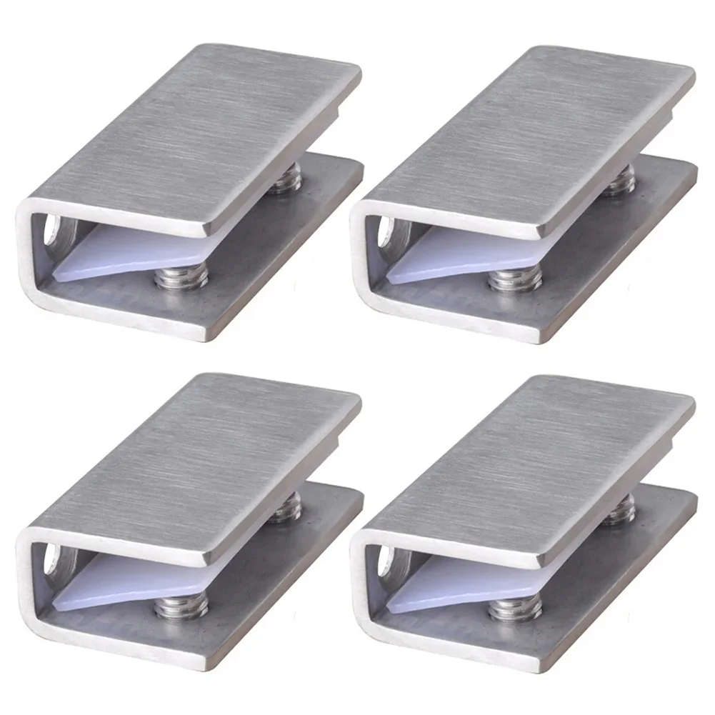 Home Bath Glass Clamp Support Easy Install Door Hinge Cabinet Fixed Accessories Furniture Hardware Cupboard Clip Stainless Steel |