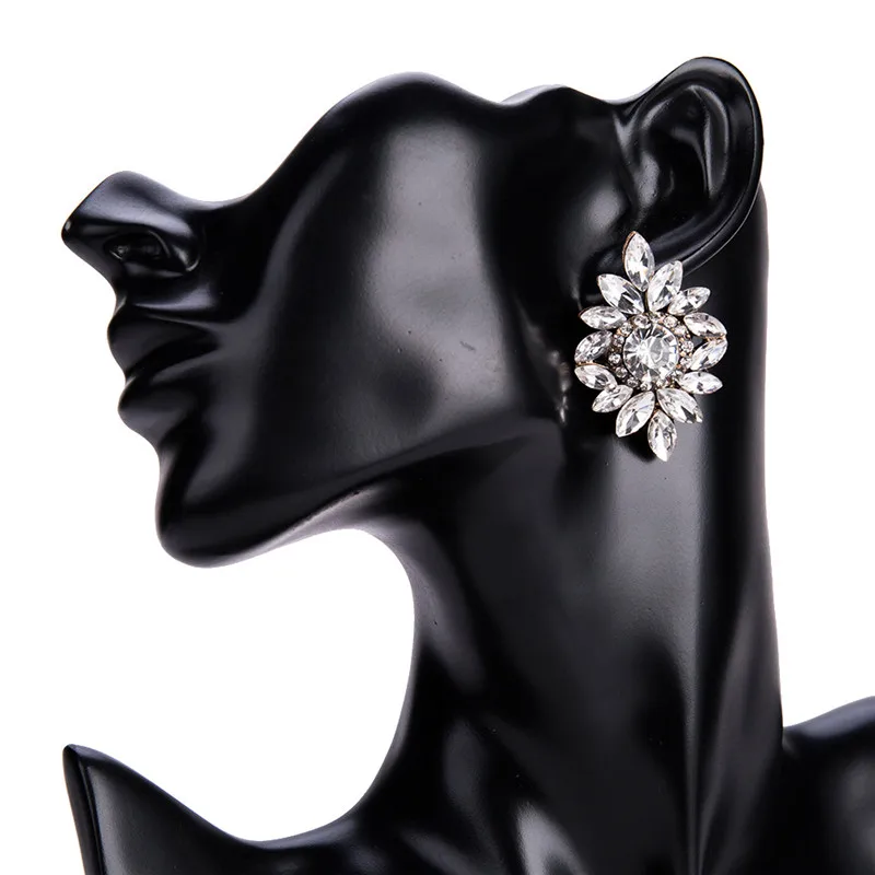 Элегантные разноцветные романтические серьги-гвоздики с цветком роскошные