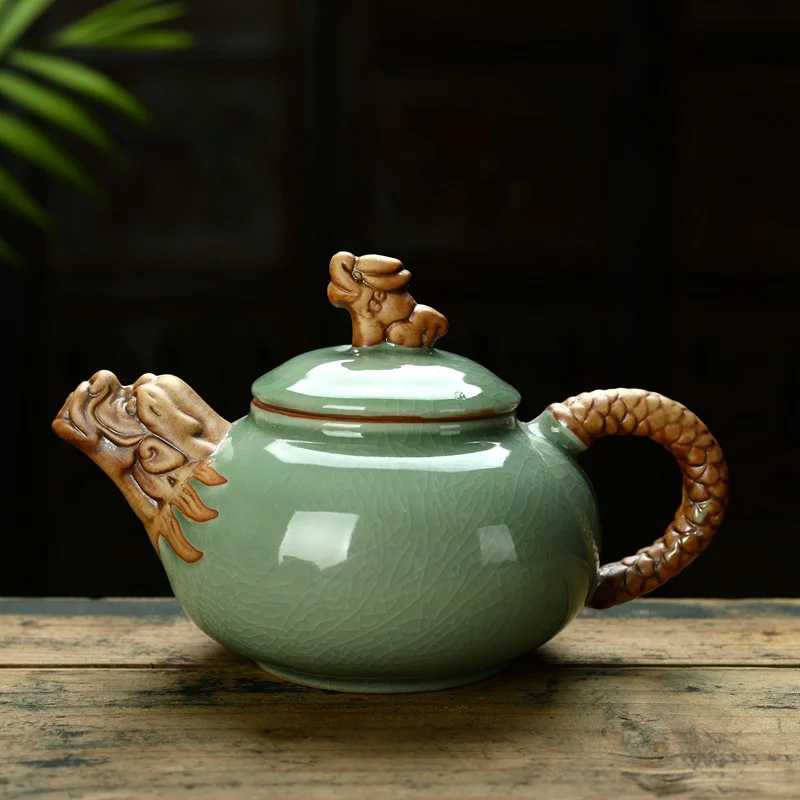 

220ml Chinese Ceramic dragon Teapot Tea Pot Kung Fu Tea Set Teapots Household Ru Kiln Kettle Water Pitcher Jug Teaware