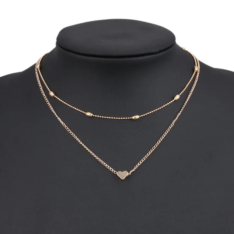 

Love Heart Necklaces & Pendants Double Chain Choker Necklace Jewelry Wholesale