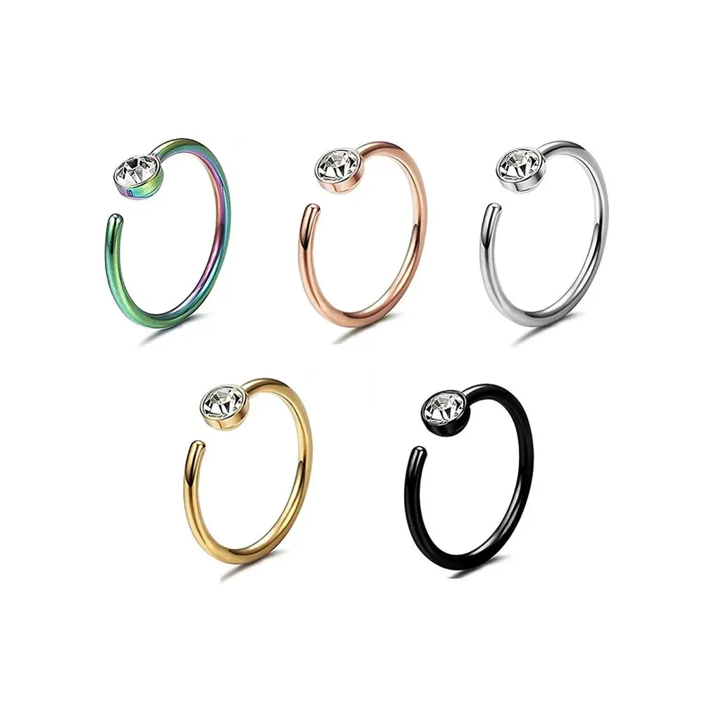 Мода 2 шт. C-образная нержавеющая сталь стразы кольцо для носа Кристалл пирсинг