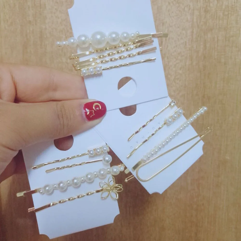 

4 Pcs/set Pearls Hair Clips Fashion Sweet Korean Style Hairpins Alloy Headmade Girls INS Hair Accessories New Arrival