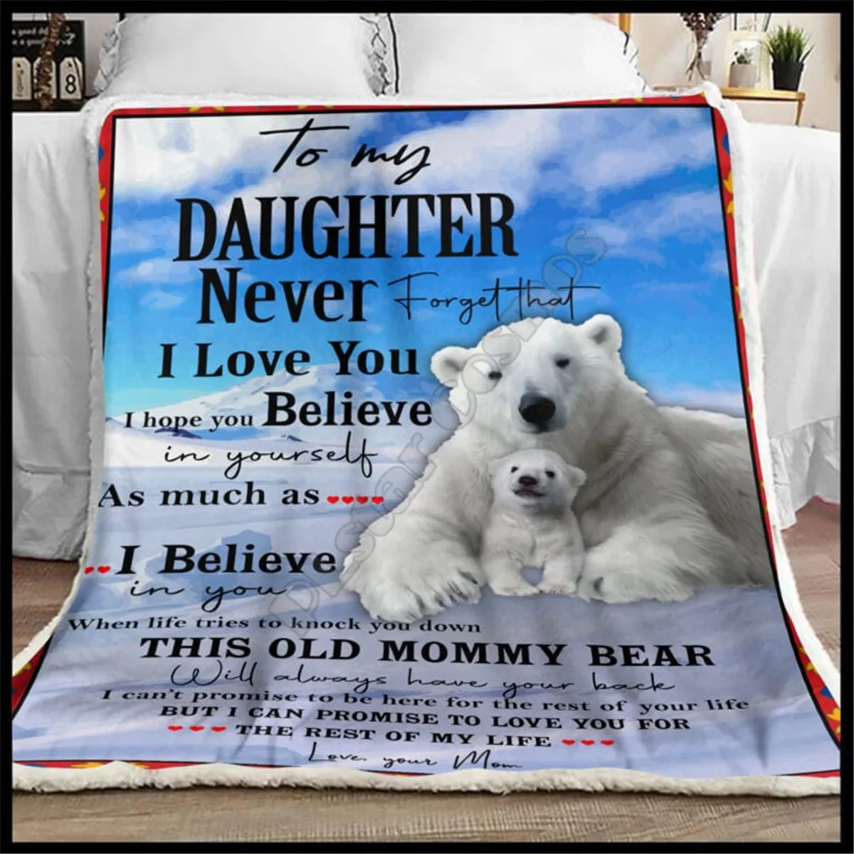 

Mommy Bear And Baby Fleece Blanket 3D full printed Wearable Blanket Adults For Kids Warm Sherpa Blanket Drop Shipping