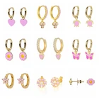 Женские серьги-гвоздики BOAKO, розовые серьги из серии Висячие уши золотого и серебряного цвета с фианитами, подарок для мамы, 2021