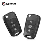 Чехол-книжка KEYYOU для Hyundai I20, I30, IX35, Avante, Kia K2, K5, Sorento, Sportage, складной, с 3 кнопками, корпус автомобильного ключа дистанционного управления