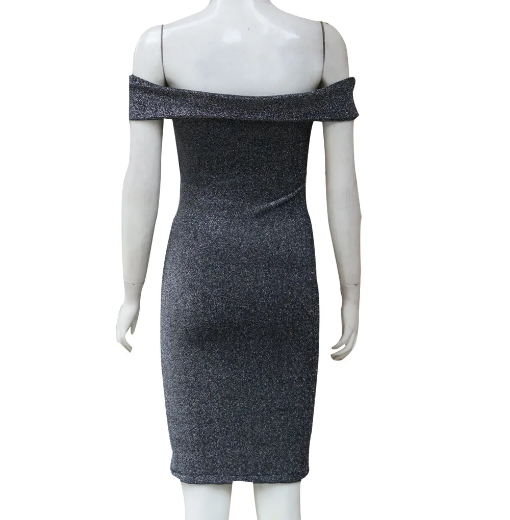 

Sexy Slash Neck Glitter Shiny Party Dress Autumn Winter Sleeveless Bodycon Mini Dress Slim Wrap Sequin Dress Woman Party Night