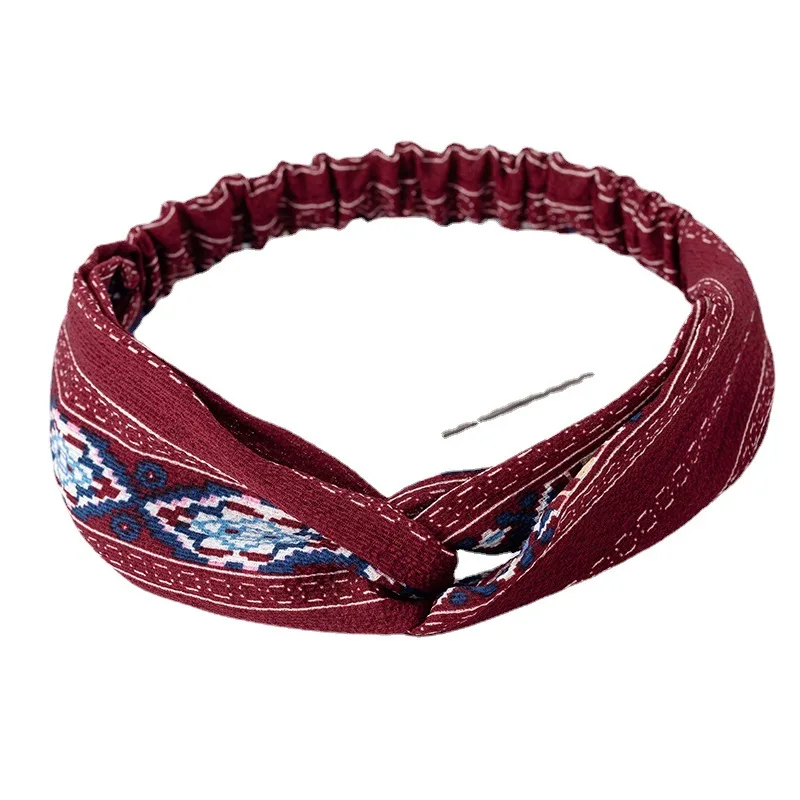 

Korean Hair Accessories Restore Ancient Ways Wave Dot Printing Wide Edge Cross Hair Band Sweet Simple Headband Elastic Headband