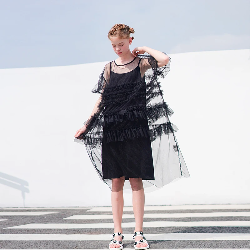 Платье Imakokoni сказочное супер фея Новинка 2019 свободное милое Сетчатое платье