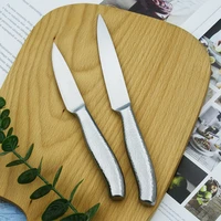 paring knives silver utility knife stainless steel kitchen knifes hammered handle silverware multi food silverware set 4 10pcs