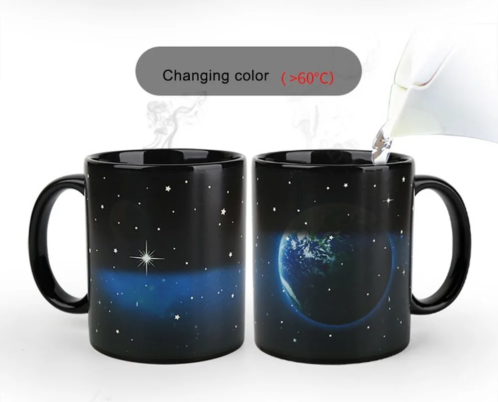 

2pcs Creative Earth Magic Mug,ceramic Color Changing Cup Ceramic Discoloration Coffee Tea Milk Mugs Drinkware Novelty Gifts