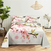 branch flower bedding sheet home digital printing polyester bed flat sheet with pillowcase print bed sheet
