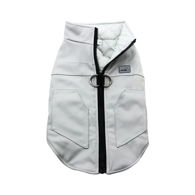 Толстая зимняя куртка для маленьких собак теплая кожаная ветрозащитная и кошек