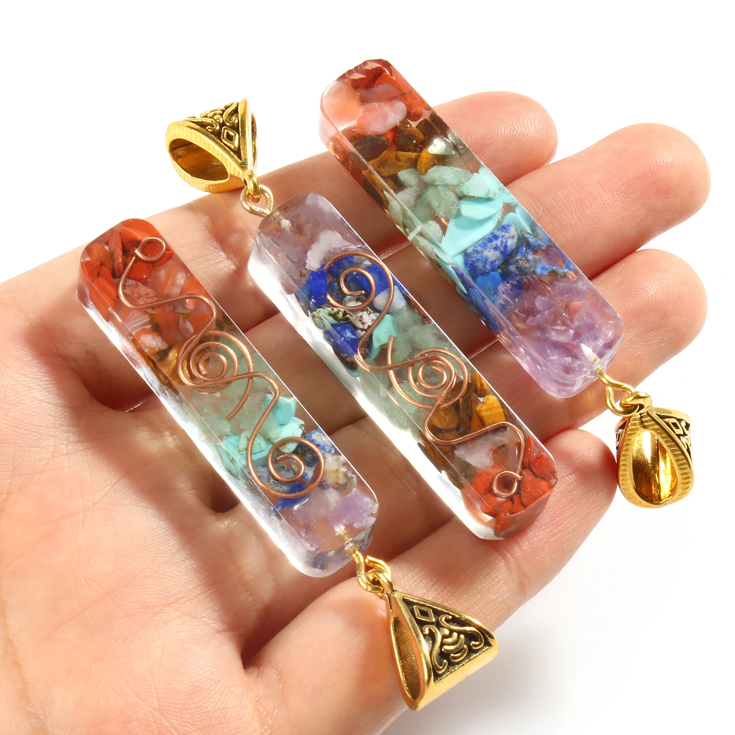 

Retro Reiki Healing Energy Crystal Pendant Natural Stone for Yoga Meditation Spiritual 7 Chakra Jewelry Necklace Amulet Orgonite