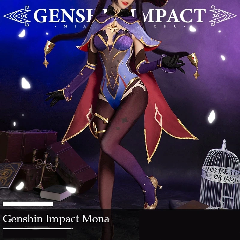 

Anime Game Genshin Impact Mona Battle Uniform Gorgeous Outfit Bodysuit Dress Cosplay Costume Halloween Women Free Shipping 2020