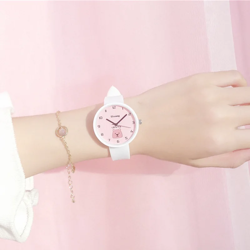 2019 изысканные силиконовые часы с милым мультяшным медведем модные повседневные