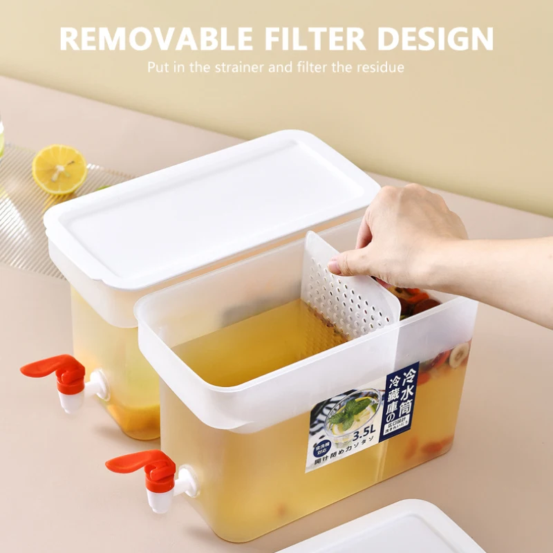 

Large Refrigerator Cold Water with Home Kitchen Pot Faucet Lemon Water Bottle Drinker Cool Water Bucket Kettle Drink Container