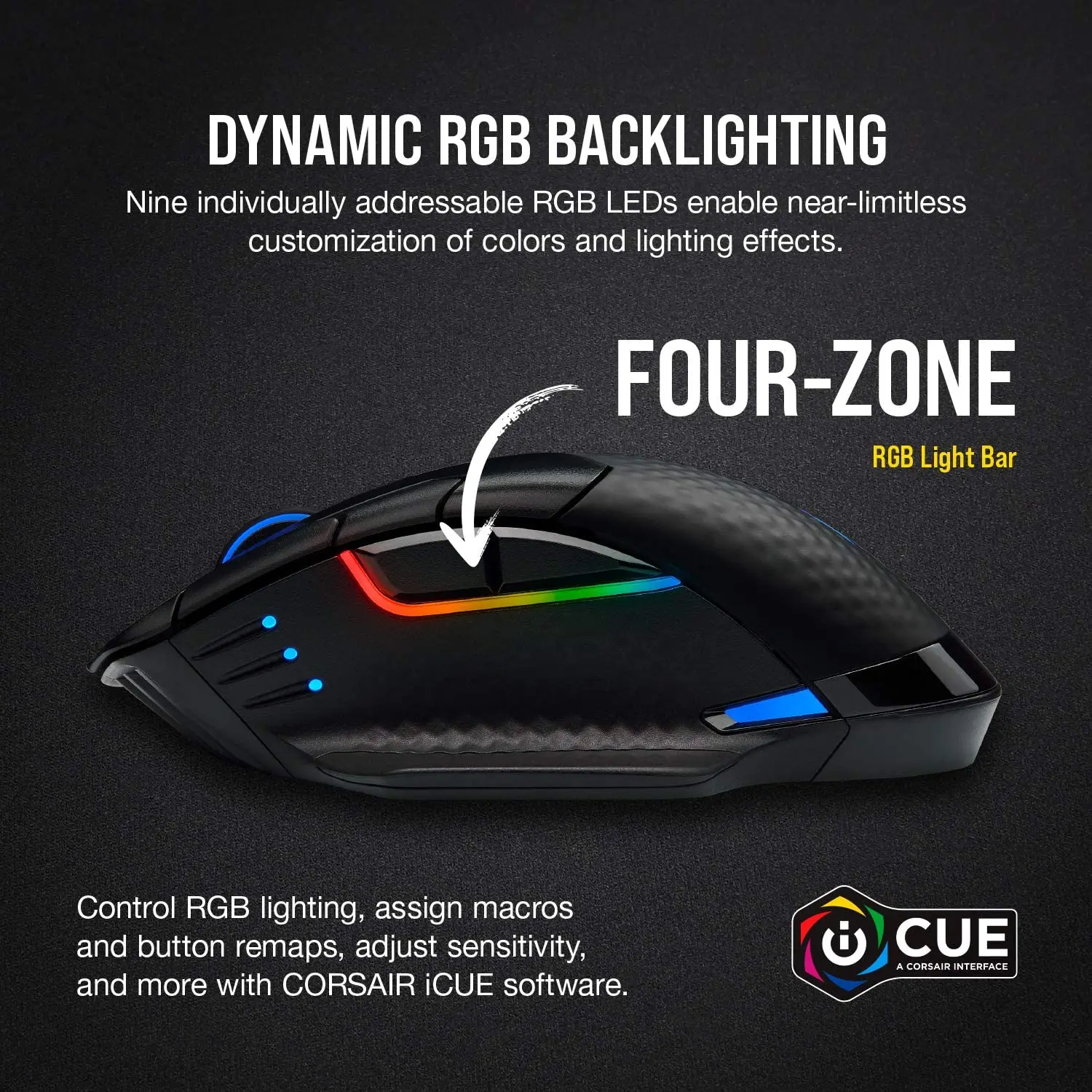 Беспроводная игровая мышь Corsair Dark Core RGB Pro SE FPS/MOBA с технологией Slipstream черная