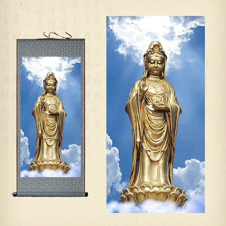 

Buddhism portraits, Nanwu Guanyin Bodhisattva Silk scroll painting