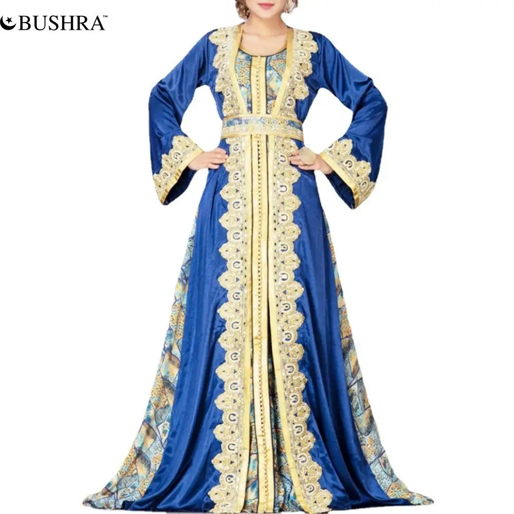 BUSHRA Printed Moroccan Caftan Dubai Muslim Dress Abaya Elegant Islamic Clothing Jelaba Eid Mubarak Djellaba Femme 2022 Winter |