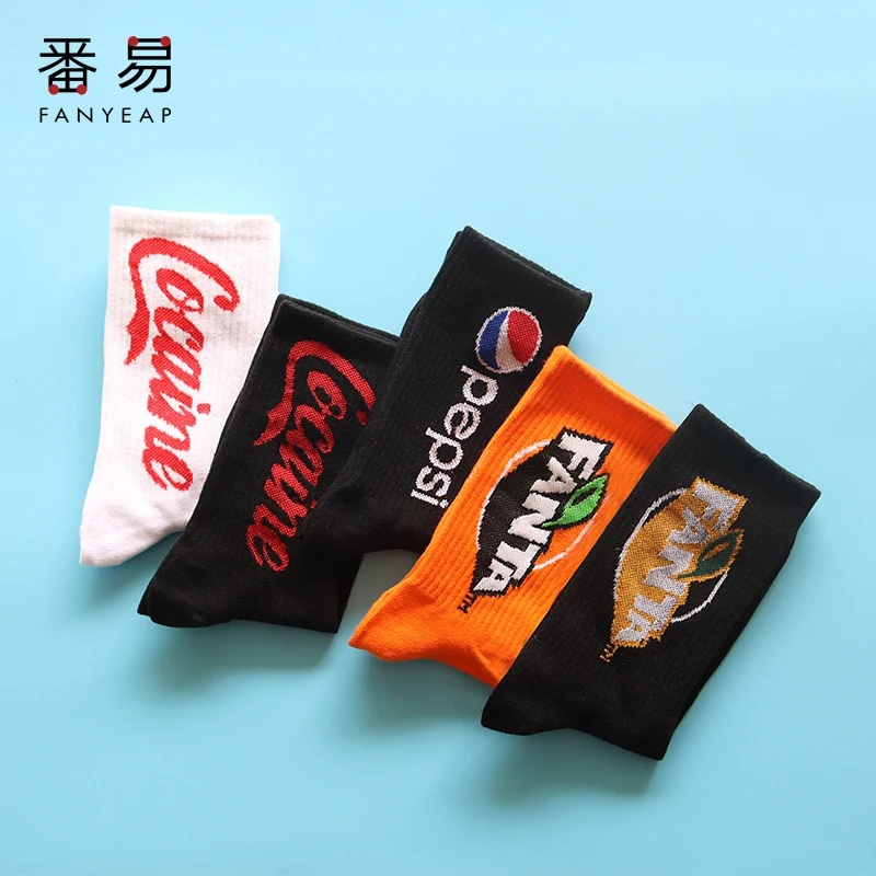 

1pair Combed Cotton Fashion Hip Hop Man woman Socks Harajuku fruit Skateboard oil painting animal Happy Socks
