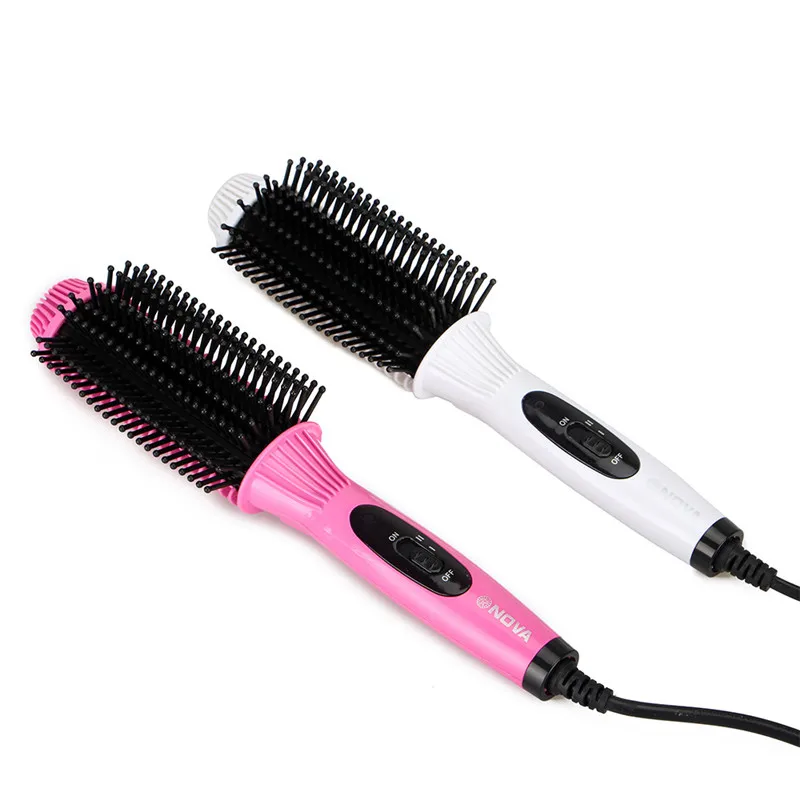 

Multifunctional 2 IN 1 Hair Straightening Brush Hair Curler Electric Ceramic Smoothing Brush Female Hair Curling Iron