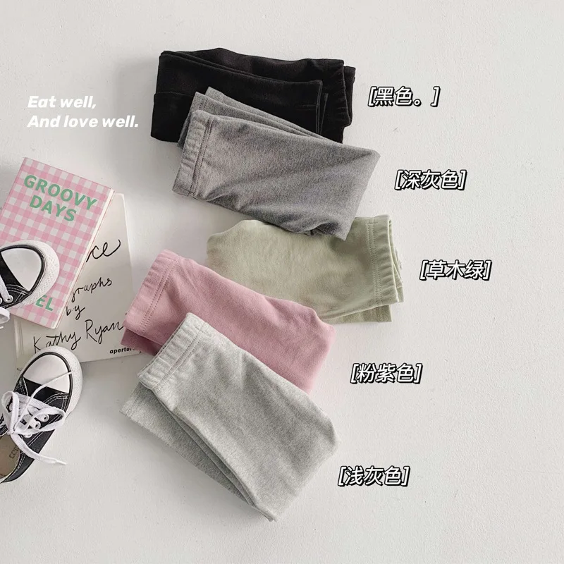 

Осень 2021, детские леггинсы для девочек, верхняя одежда в Корейском стиле, тонкие брюки, детские брюки-карандаш, одежда для маленьких девочек,...