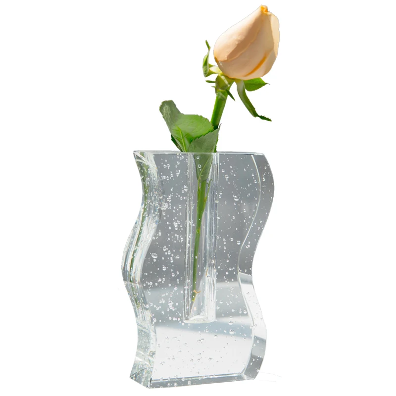 

Scandinavian Crystal Glass Vase Desktop Transparent Flower Arrangement Hydroponic Bottle Living Room Home Decoration