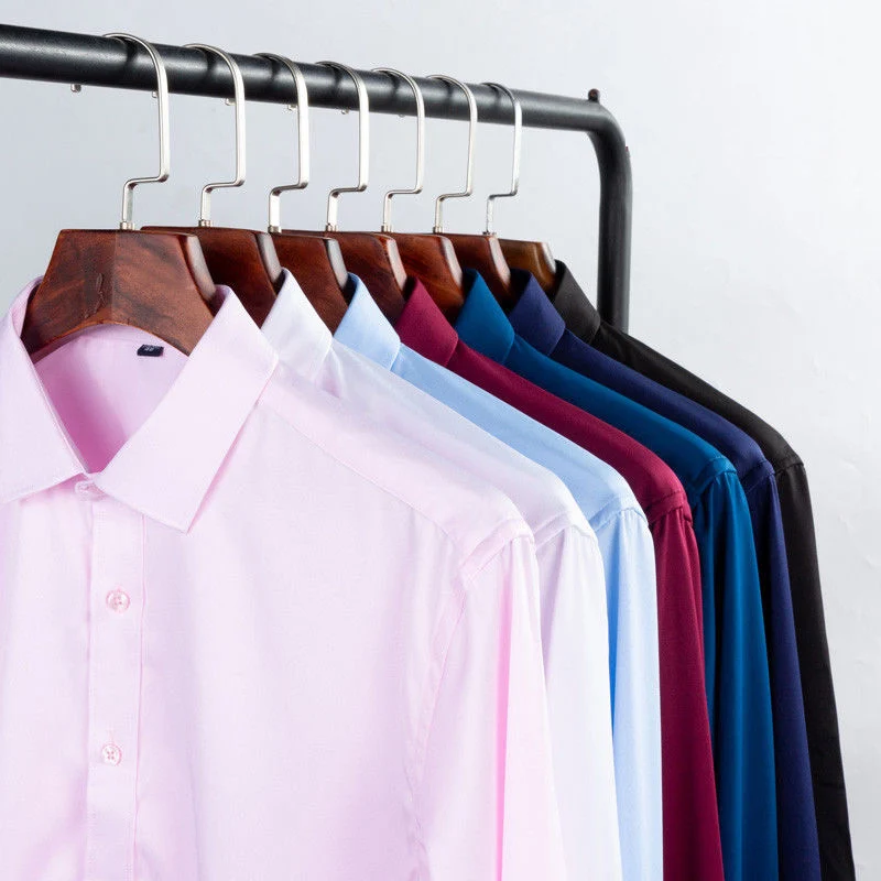 Рубашка мужская классическая однотонная деловая Повседневная с длинным рукавом