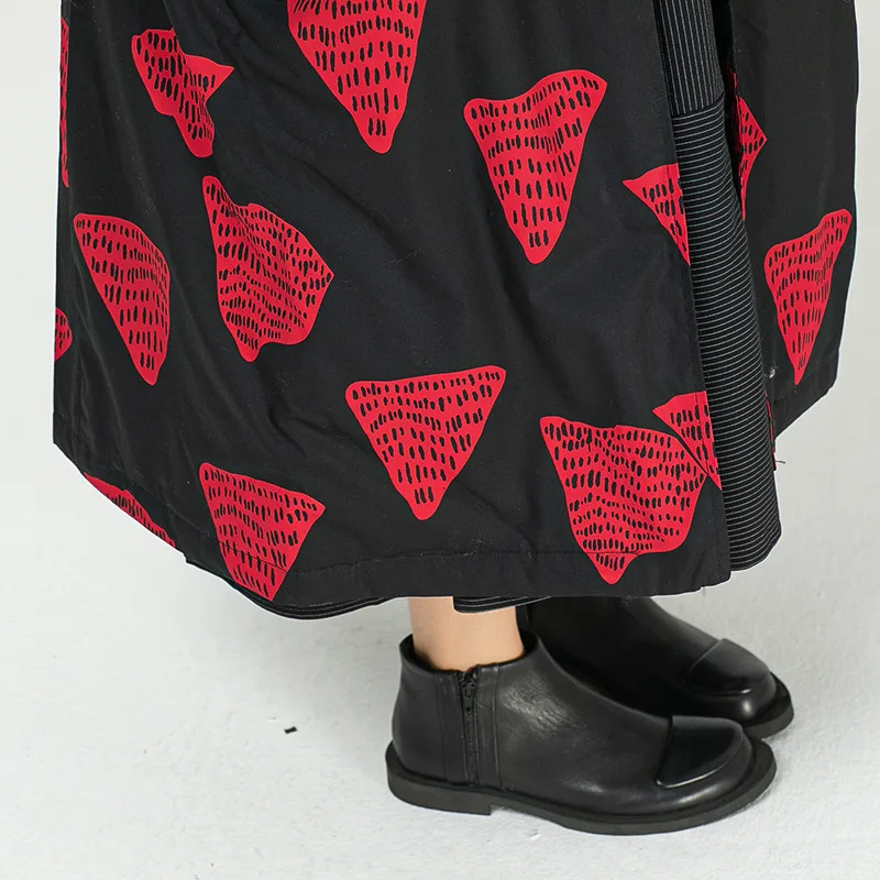 

CHICEVER Print Strawberry Parkas For Women Lapel Long Sleeve Hit Color Loose Oversized Cotton Liner Coats Female 2020 Winter New