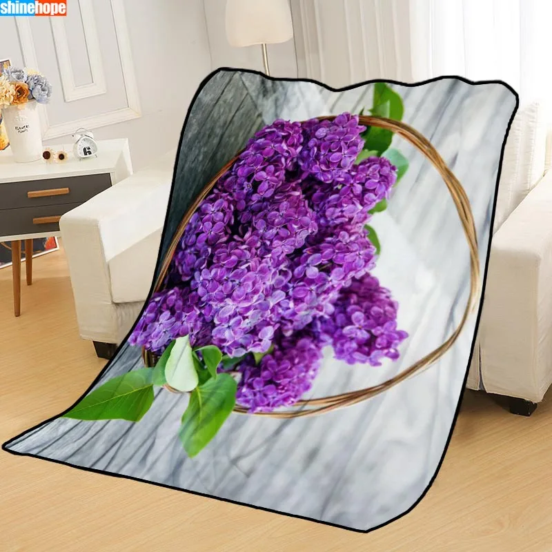 ?? カスタムライラック花毛布ベッドスローブランケットソフトブランケット夏毛布アニメ毛布旅行毛布