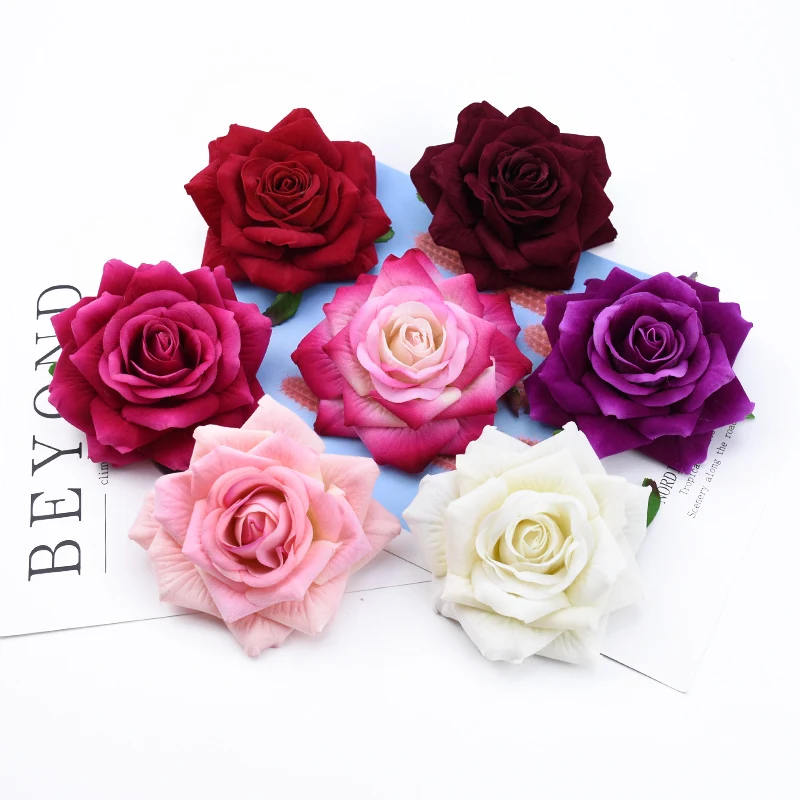 

5 Pieces Roses Fake Flowers Home Decor Wedding Decoration Christmas Diy Scrapbooking Brooch Bridal Accessories Clearance Garland