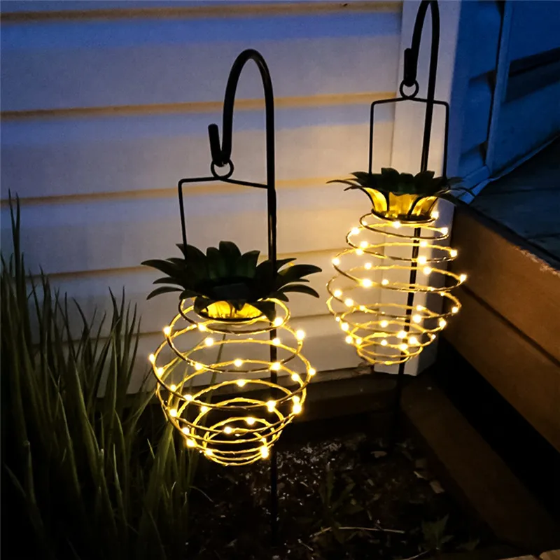 

4pcs/lot Outdoor solar lamp IP45 1.2V Solar Iron Pineapple Light Waterproof 25 LED Hanging Fairy Lights warmwhite lamp