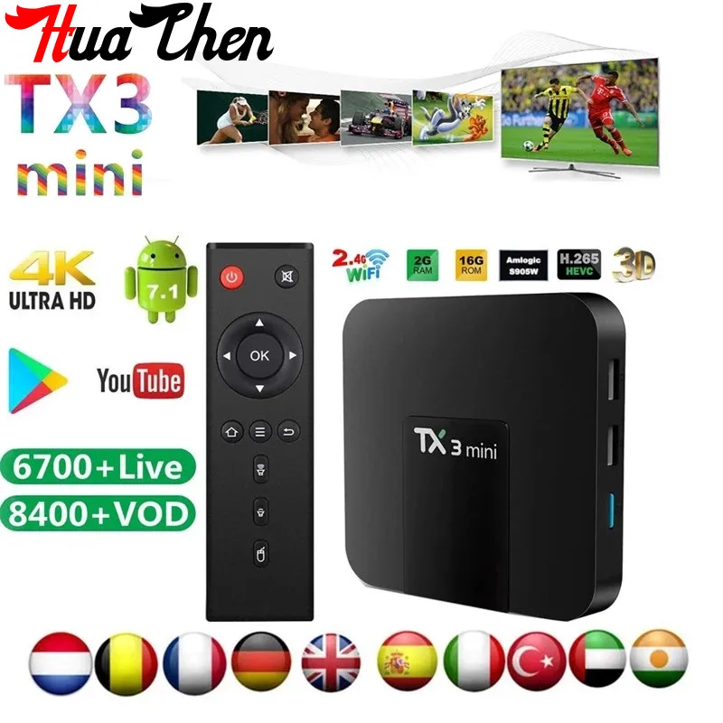 TX3 Mini unids/lote Smart TV приставка Amlogic S905W 1 5 ГГц телеприставка 2 4 WiFi Android 7 Гб 16