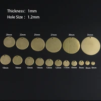 brass round pendant charm simple coin style single hole solid smooth disc charm used for making diy pendant jewelry