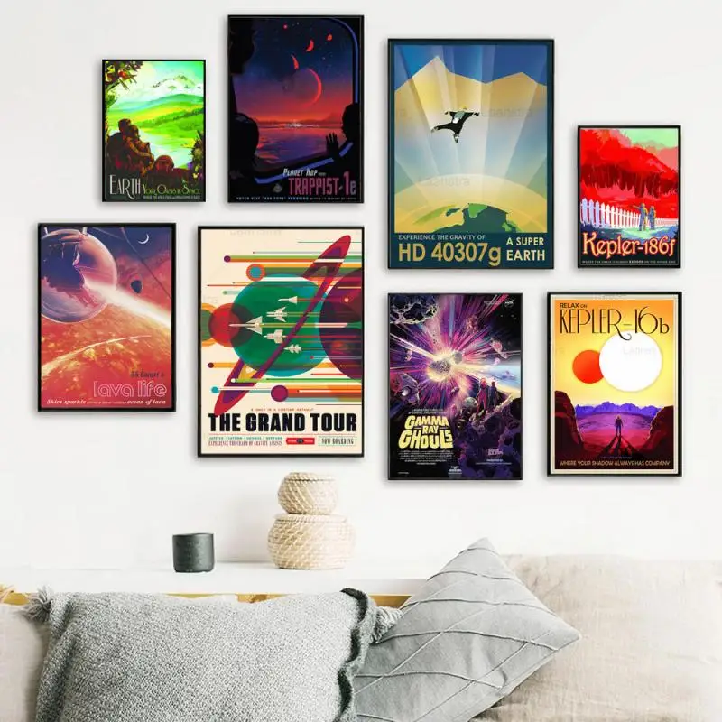 

Space Exoplanet Series Abstract Posters And Prints Universe Planets Canvas Painting Wall Art Decoration Picture For Living Room