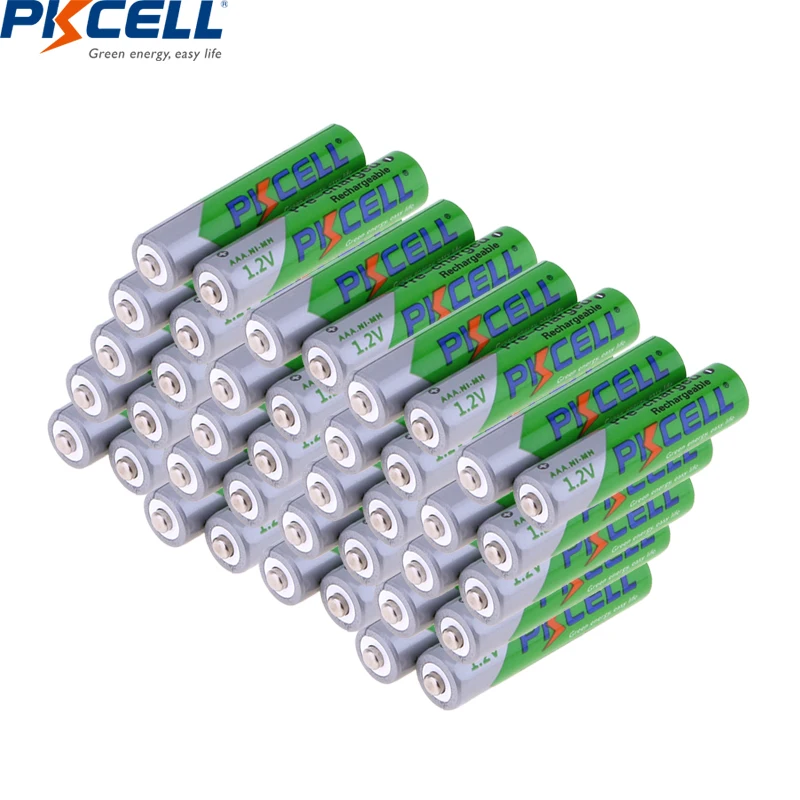 

PKCELL 40PC 1.2V 850MAH AAA rechargeable batteries low self discharge nimh battery with 10PC battery box for AA/AAA batteries