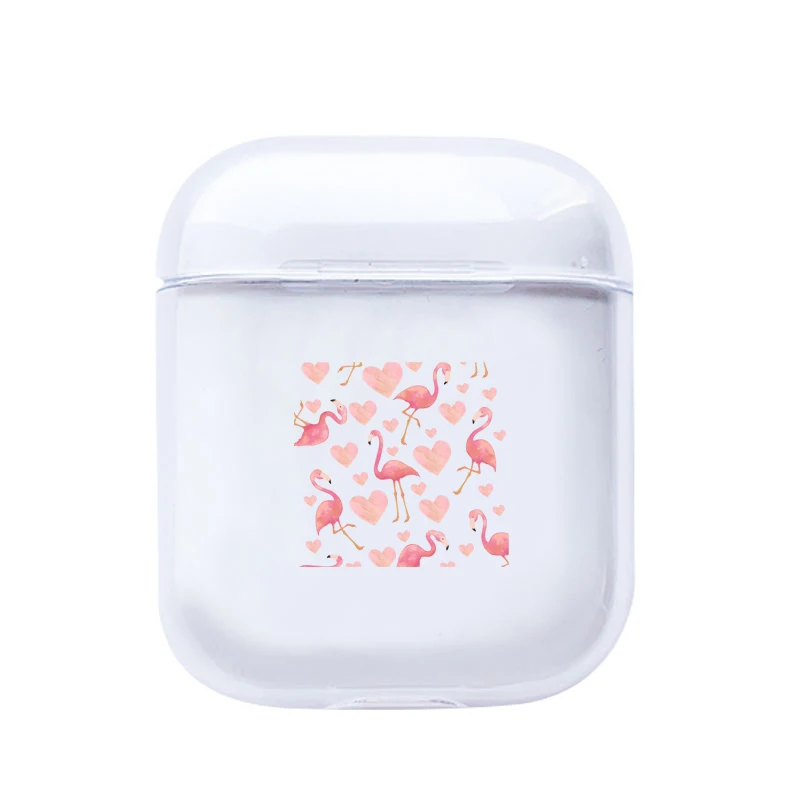 I200455 Прозрачный чехол для Apple Airpods 1/2 с милым мультяшным фламинго, прозрачный мягкий Роскошный чехол для наушников Airpods, чехол s - Цвет: I200455