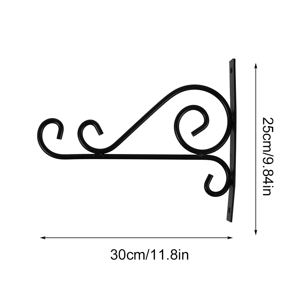 

2Pcs European Style Bold Wrought Iron Flowerpot Bracket Metal Plant Bracket Wall Hanging Plant Hook Garden Planter Balcony Decor