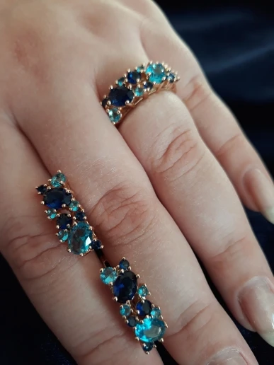 Женский ювелирный комплект из кольца и серёг под розовое золото 2020 пробы |