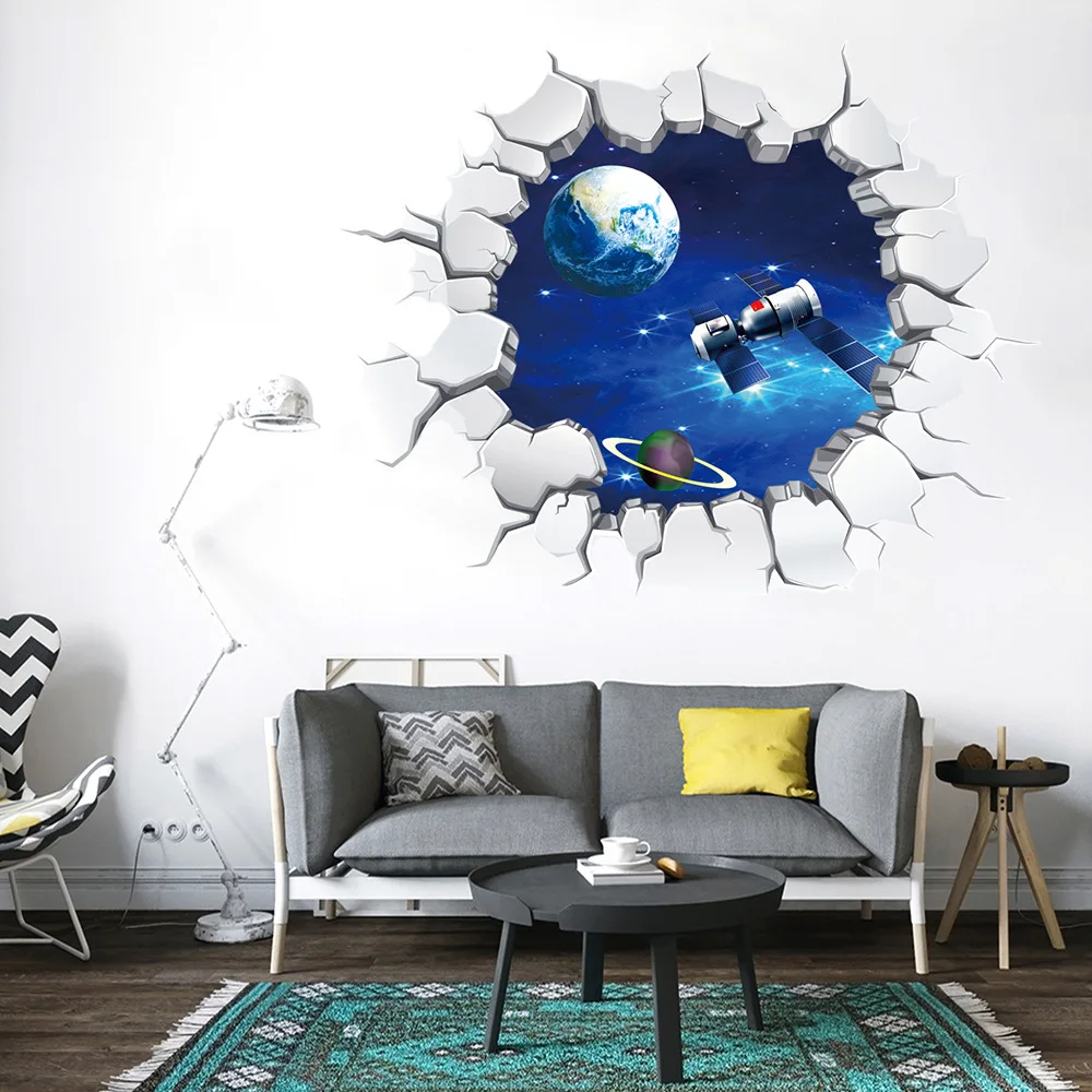 3D наклейки на стену в виде Галактики космоса астронавта наклейка для детской