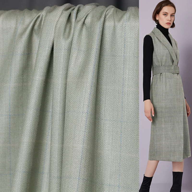 Ткань в японском стиле Клетчатая Шерстяная ткань елочку из 100% шерсти материал