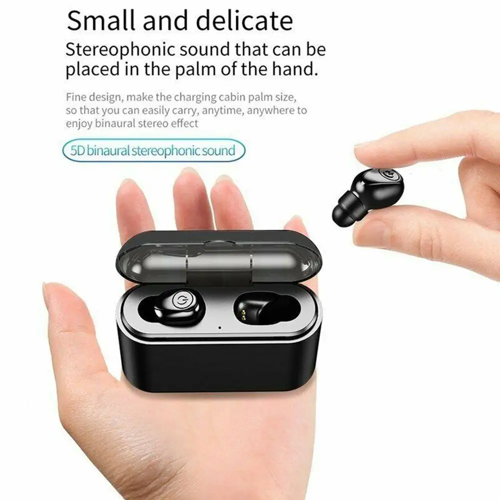 

EastVita TWS Bluetooth 5.0 Earphone 5D Stereo Wireless Earpiece Sport Waterproof Handsfree Earbuds Headset with Mic