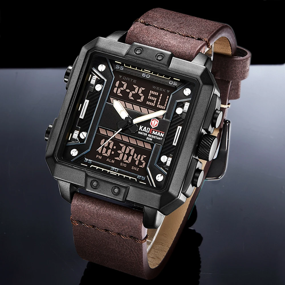 Часы наручные мужские кварцевые Светодиодные модные повседневные цифровые